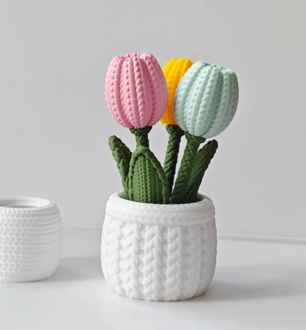 Knitted Tulip Flowers
