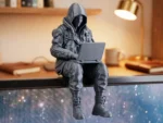 Cyberpunk Hacker Monitor Sitter – 3D Printed Techwear #018